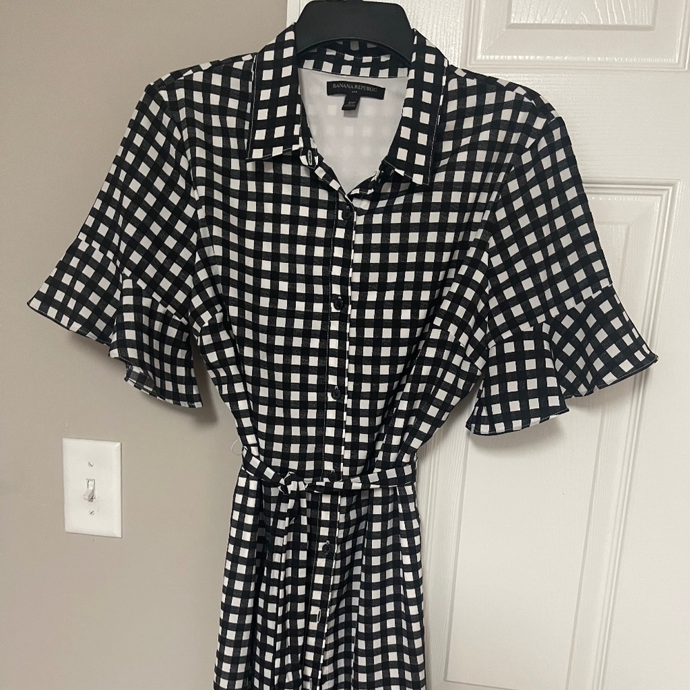 Banana Republic  Black&White Squared Dress_10 Petite